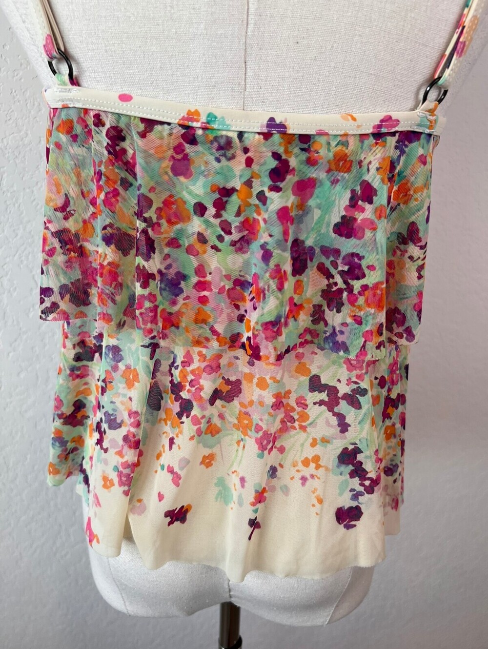 Vintage Y2K Floral Ruffle Layered Multicolor Swim Tankini Top size Medium - Picture 10 of 10